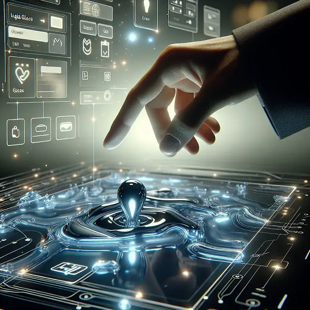 "Liquid glass trackpad technology showcased in Apple device, illustrating enhanced user experience with smoother navigation and durability in modern electronics."