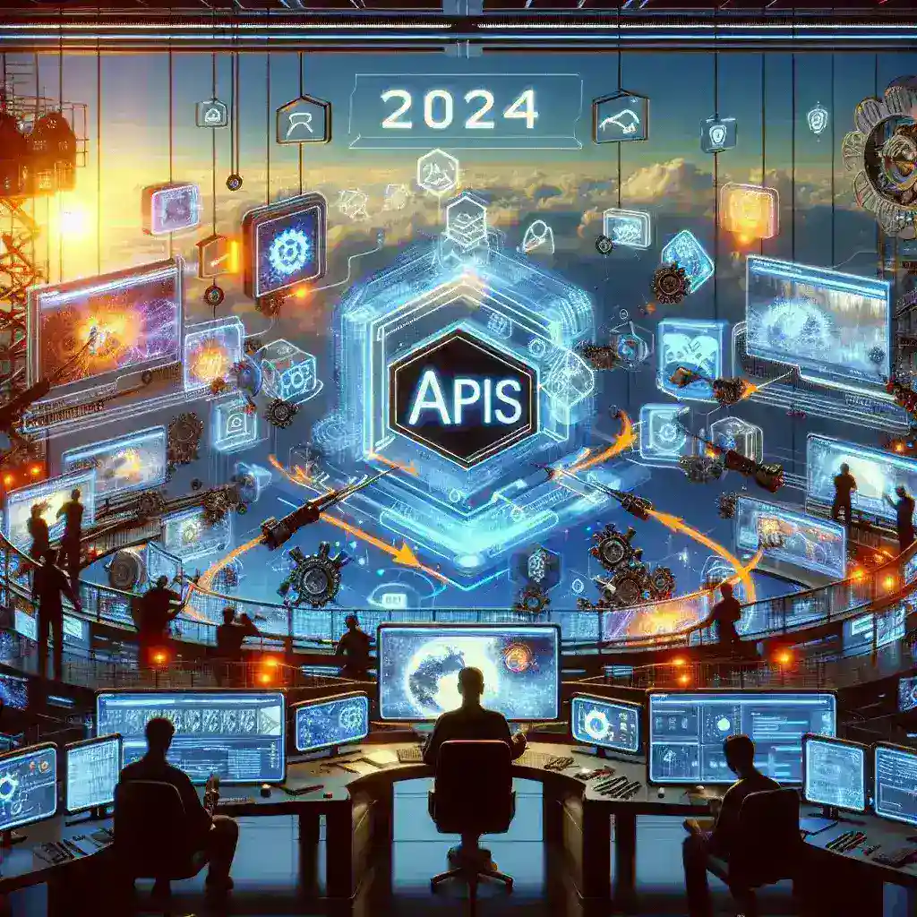 "Developer using API-based tools for video processing on a laptop, highlighting key features from the Top API-Based Tools for Video Processing article, 2024 edition."